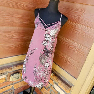 IJOAH Purple Floral Criss Cross Mini Dress Women's Size Medium NWOT
